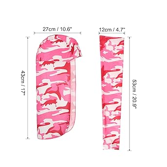 PATIKIL Helmet Sunshade Sunscreen 6 Pack Neck Shade Cooling Skull Cap Fishing Hat Cooling Arm Sleeves for Hiking Riding Camo Rose Red