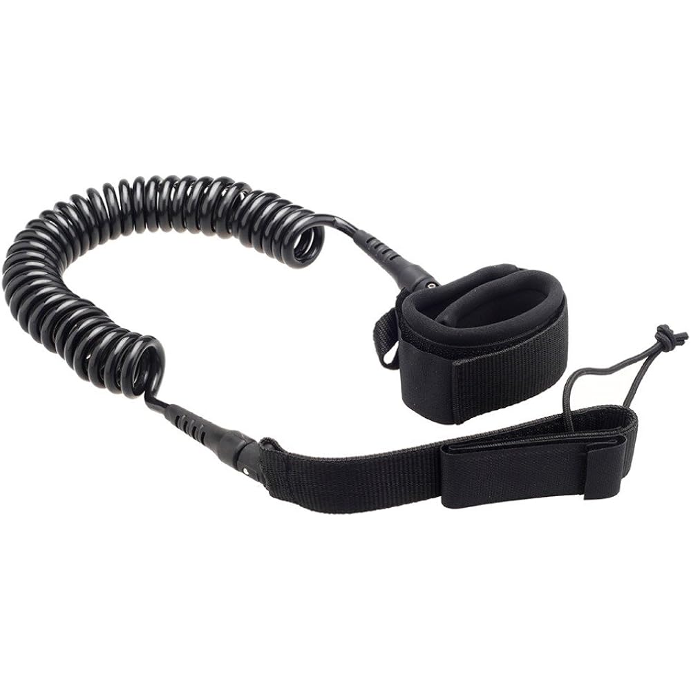 NUZAMAS Stand Up Paddle Board Leash Cord Coil Leash 10'(FT) Black