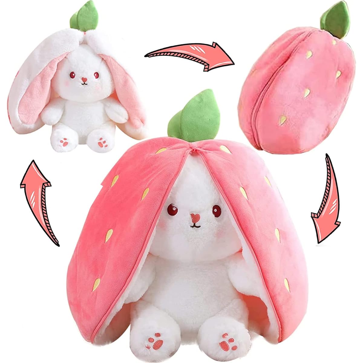 MIAODAM 13.7" Large Easter Bunny Plush Toy, Cute Easter Bunny Stuffed Animal Rabbit Fruit Doll Carrot Strawberry Pillow Plush Toy Fun Bunny Toy Baby Gift for Girlfriend