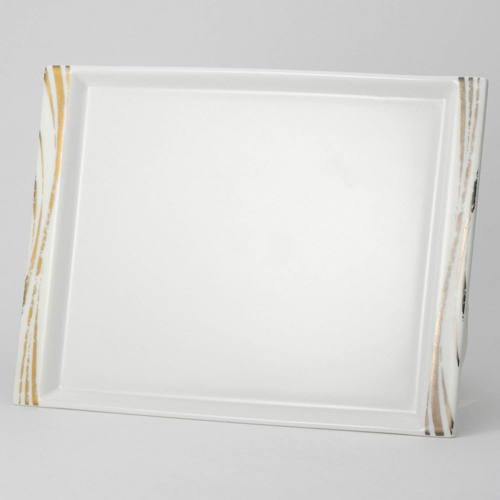 NARUMI Plate Dish Gold and Silver Tataki Wave 26cm Oblong Tray 51061-9749