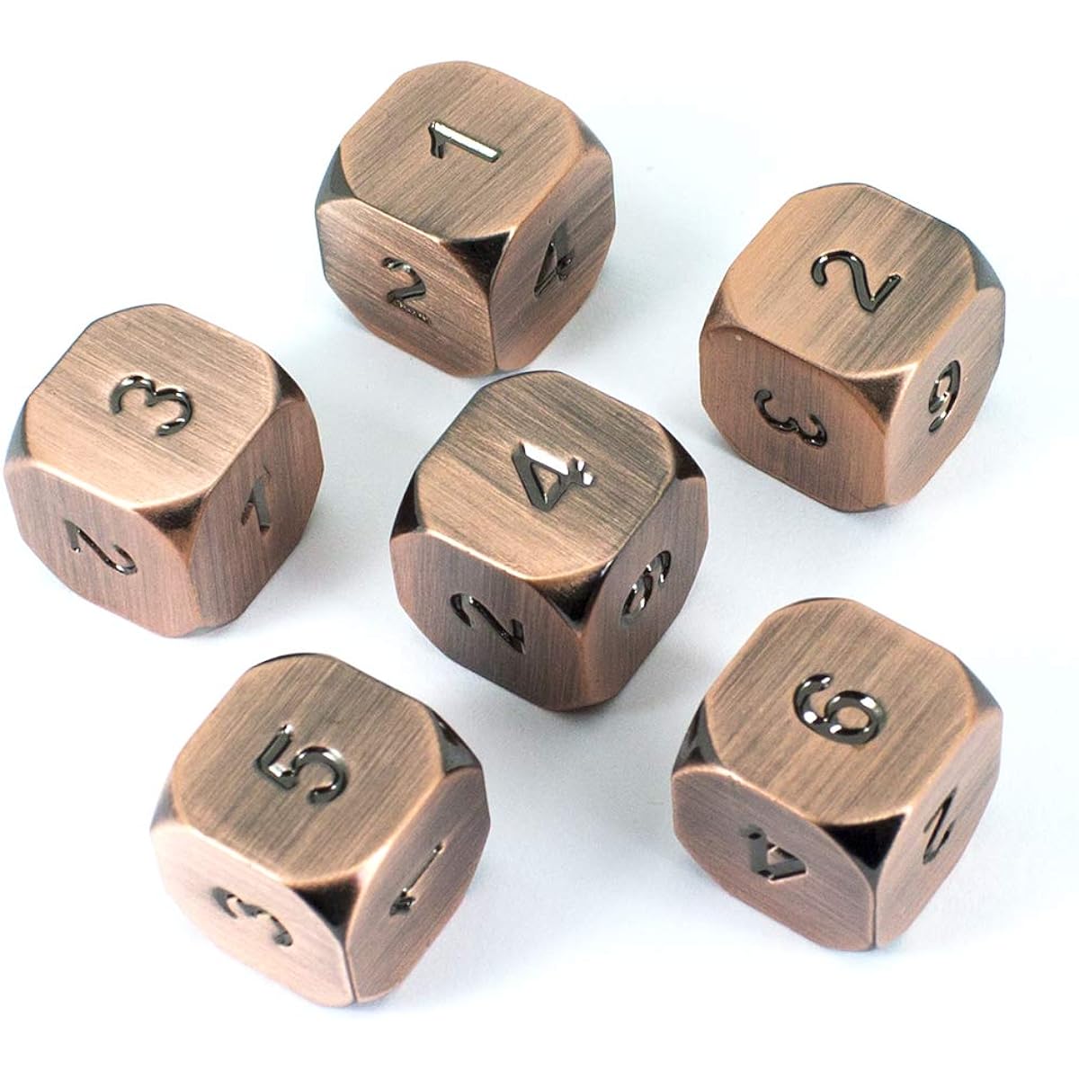Bronze Metal D6 Dice Set of 6 Antique Finish