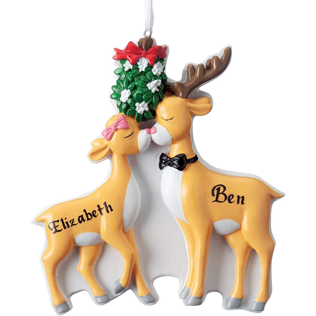 Personalized Kissing Reindeer Couple Ornament