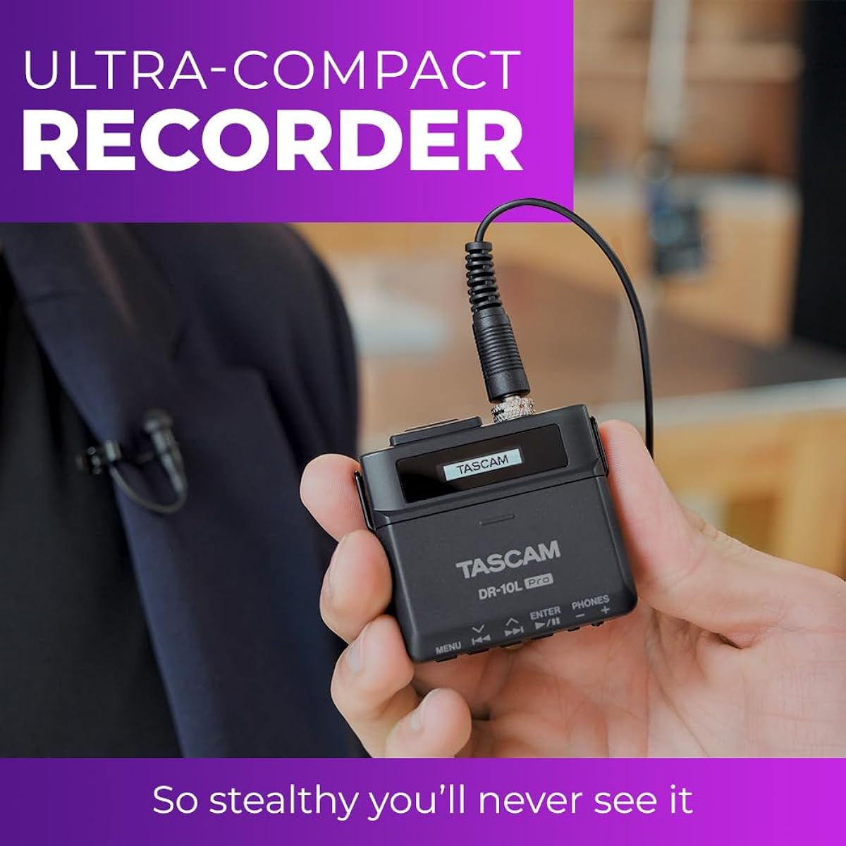 TASCAM DR-10L Pro 32bit Float Pin Microphone Recorder Black for Youtube Audio Recording Internet Distribution Podcast Video Shooting Vlog Recording