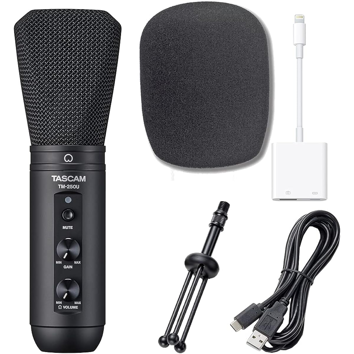 TASCAM USB condenser microphone TM-250U connection cable set