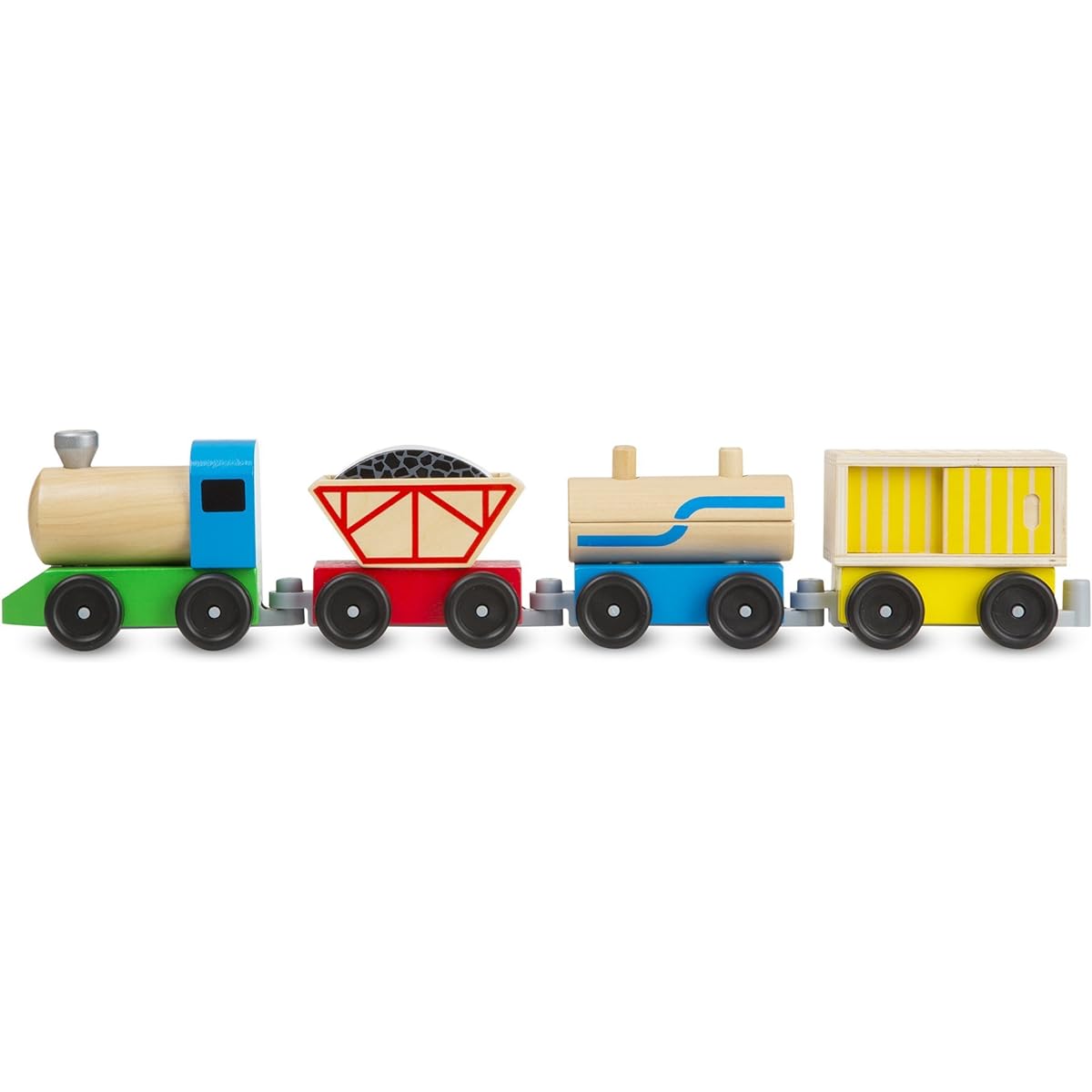 Melissa & Doug Cargo Train - Classic Wooden Toy (4 Linking Vehicles, Approximately 5 Inches Long Each)