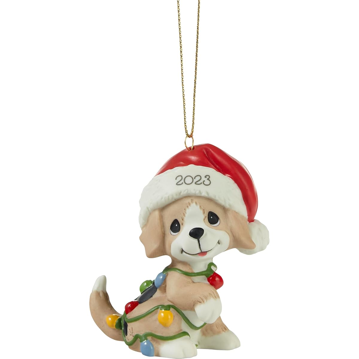 Precious Moments Puppy Ornament | Tangled Christmas Fun 2023 | Dog Bisque Porcelain Ornament with Date | Holiday Decorations & Gifts | Hand Painted