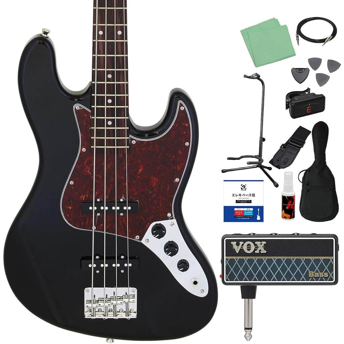 LEGEND LJB-Z TT Black Bass Beginner 12-piece Set [with amPlug] Jazz Bass Type Legend