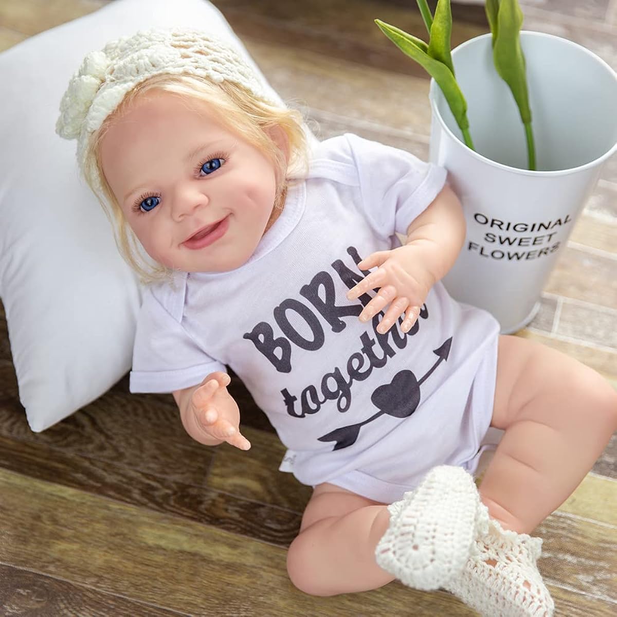 Rebornova Reborn Baby Doll Soft Body PP Cotton Handmade Baby Doll Birthday Gift Set for Ages 3+