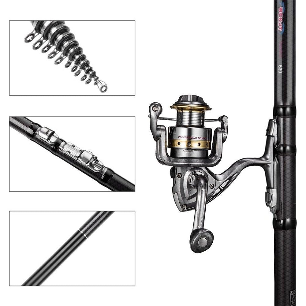 WCKJT Fishing Rod Set 3.6m/5.4M/6.3M/7.2M Casting Rod, Rock Rod, No. 3000 Reel, Compact Rod, Fishing Rod, Swinging Rod, Fishing Rod, Extendable, Fishing, River Fishing, Freshwater Fishing, Ultra Lightweight, Portable, Carbon Telescoping, Beginner's Intro