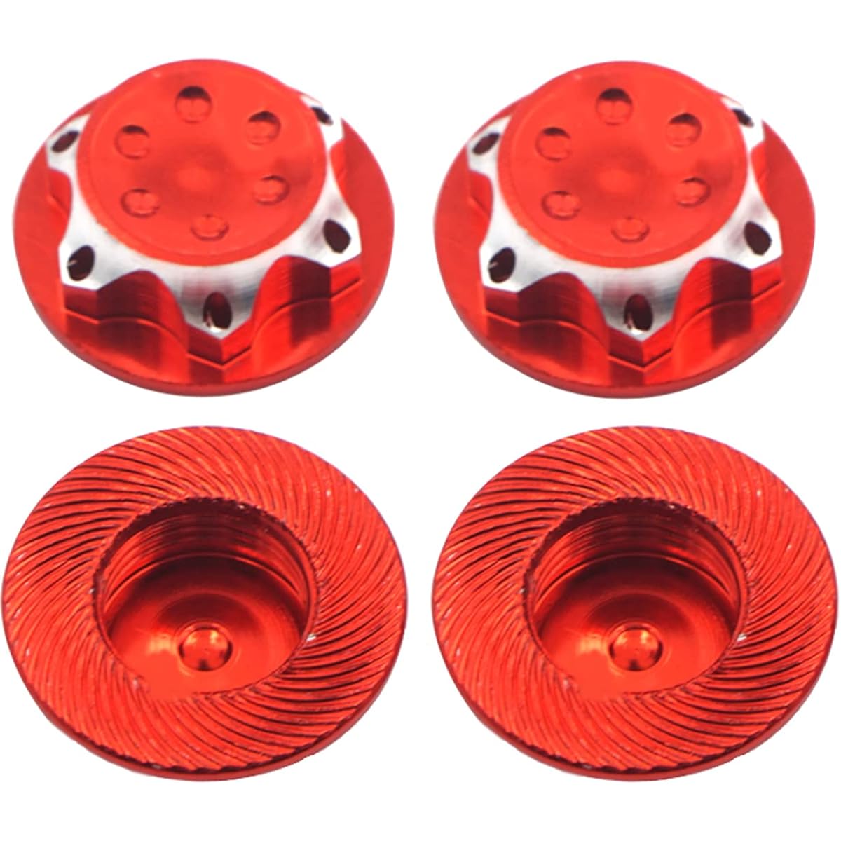 Mirthobby Dustproof Wheel Hub Cover 17mm Self-Locking Dust Lock Nut Adapter for 1/8 HSP Redcat LOSI 1/8 Scale RC Car Truck Wheel Rim Red 4 Pack