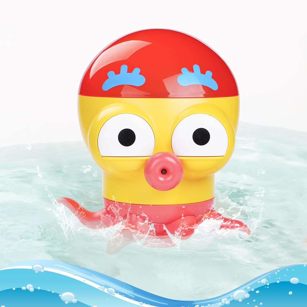 Baby Bath Toys for Toddlers 1-3 Bathtub Water Play for 2-4 Years Kids with 7 Stackable Cups and 1 Conch Spoon, Gift for Toddler Boys Girls 6-12 Months (Octopus)