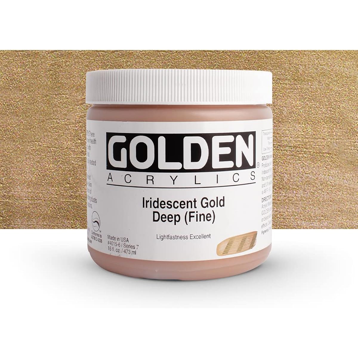 Golden Heavy Body Iridescent Acrylic - Iridescent Gold Deep Fine 16 oz Jar