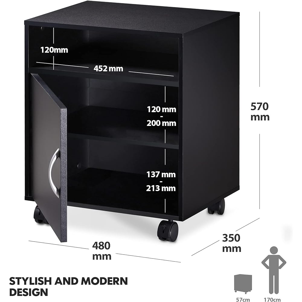 FITUEYES Printer Stand, Printer Wagon, Desk Wagon, Side Wagon, Office Wagon, Office Storage, with Casters, 3 Tier Height…