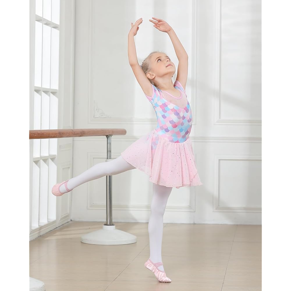 Gogokids Ballet Leotard, Children's Dress, Skirt Included, Ballet Wear for Kids, Dance, Rhythmic Gymnastics, Practice Wear, Lesson Wear, Recital