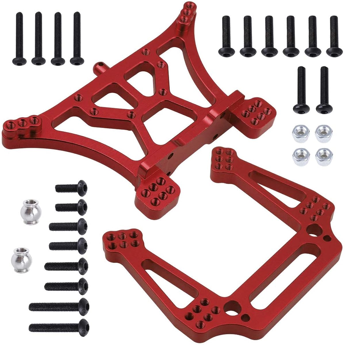 Hobbypark Aluminum Front & Rear Shock Tower Mount Replacement for 3638 3639 Traxxas Slash 2WD 1/10 Red 7910-7913
