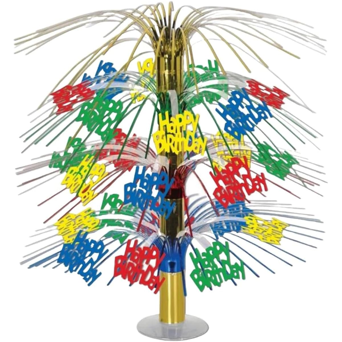 Beistle 57332-MC Happy Birthday Cascade Centerpiece, 18-Inch