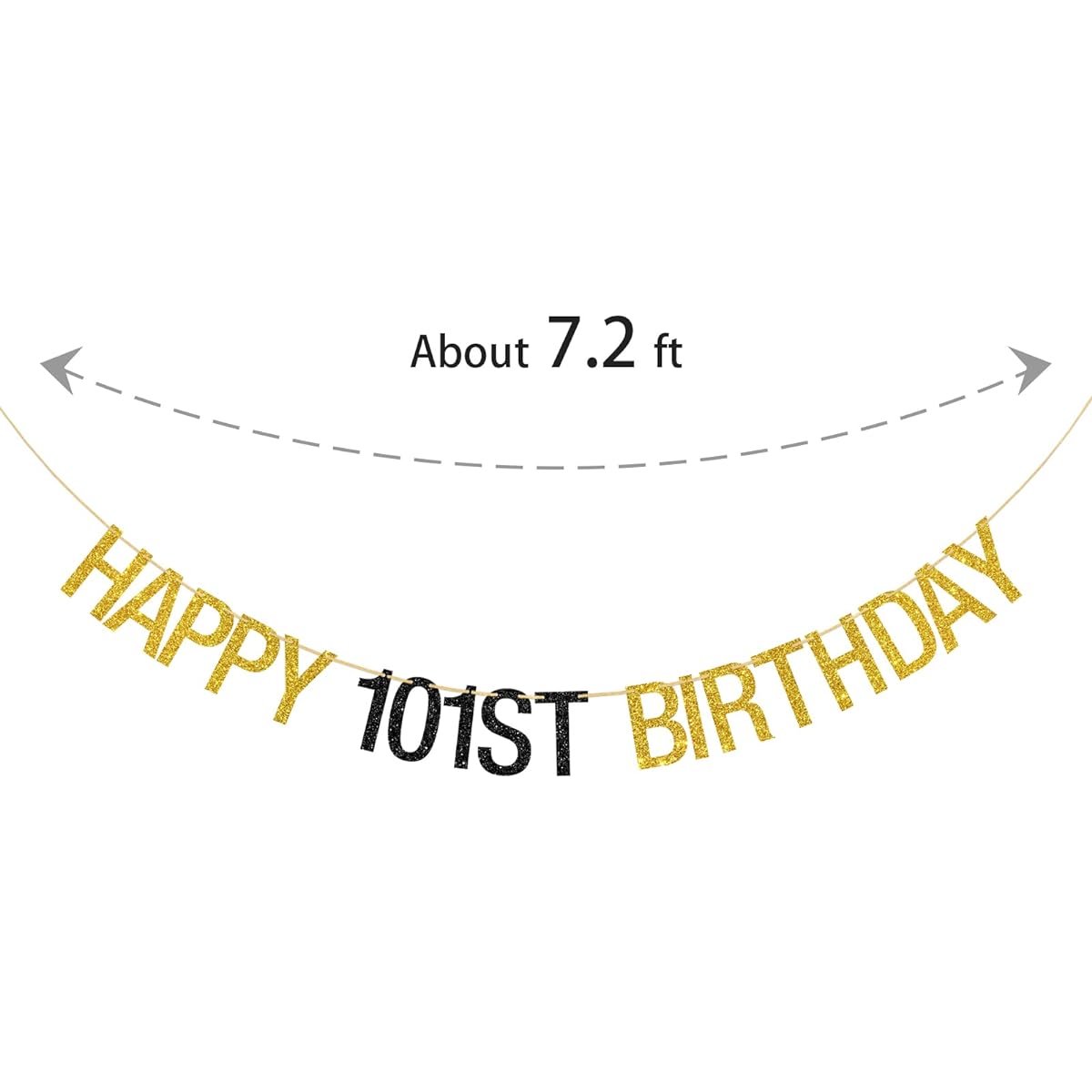 Painson Happy 101st Birthday Banner, 101st Birthday Party Decorations, 101st Birthday Photo Props, Cheers to 101 Years Old Hanging Banner, Gold and Black