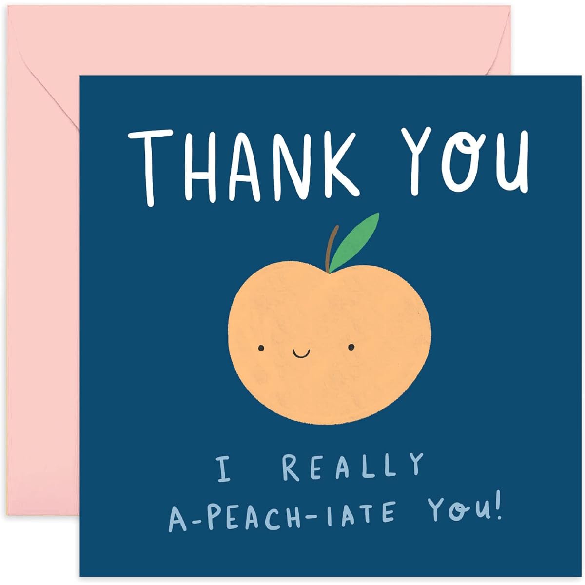 Old English Co. Really Appreciate You Cards for Him or Her - Funny Peach Pun Thank You Cards for Men and Women - Friendship Thank You Cards for Friends and Family | Blank Inside Envelopes