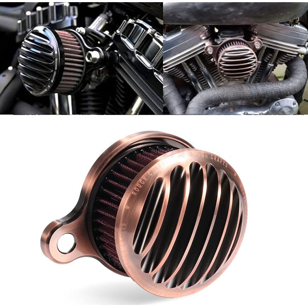 Retro Design Air Cleaner Intake Filter System Kit for Harley-Davidson XL883 XL883N XL883R XL883P XL1200 XL1200L XL1200X Iron 883 Forty Eight XL1200X 2004-2016 Billet Aluminum CNC Machined