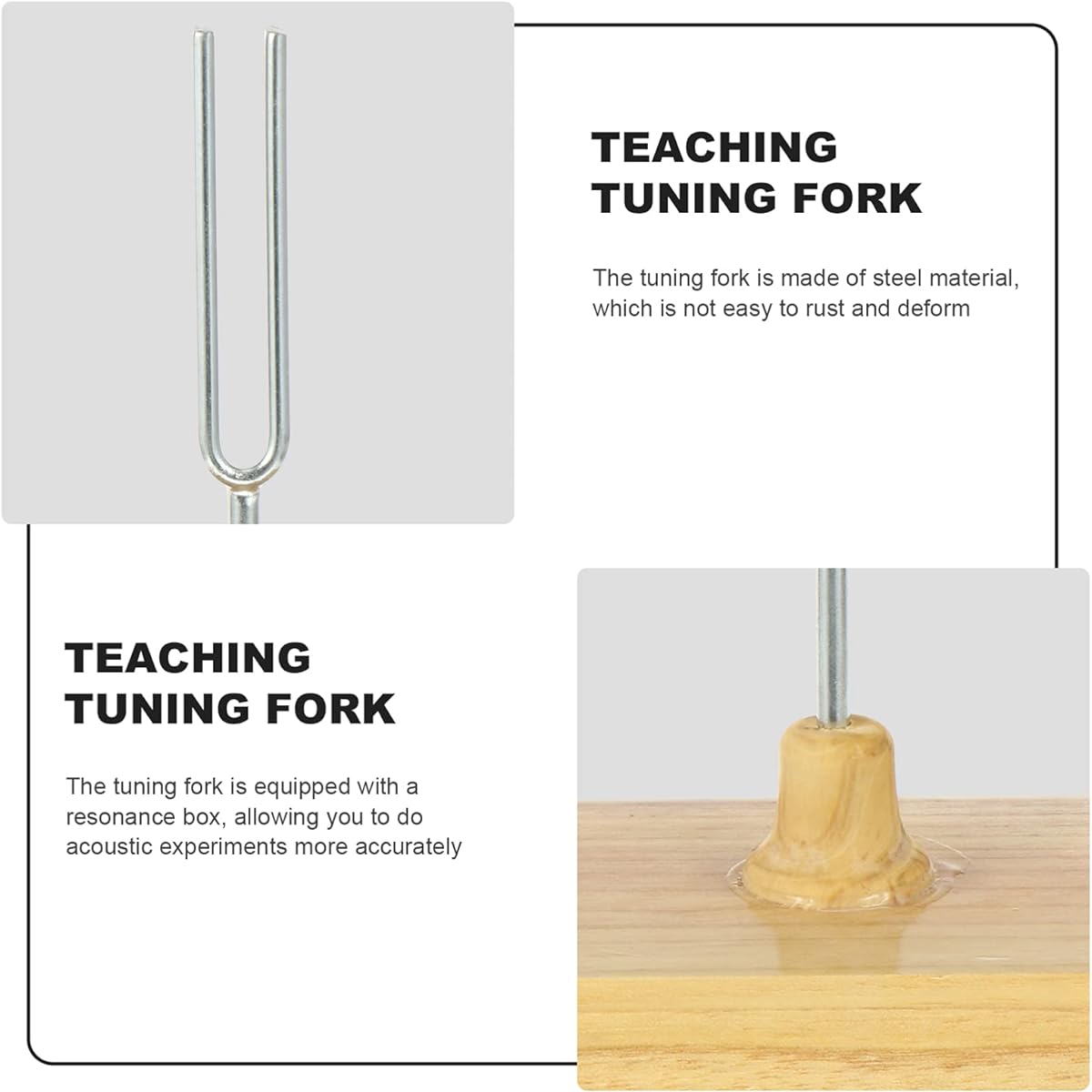 VILLCASE Hammer Chakra Tuning Fork Chakra Tuning Fork 1 Set Steel Tuning Fork and Mallet Tuning Fork (512Hz) Mounted on Wooden Base Teaching Prop Tuning Fork 512hz Tuning Fork 512hz Guitar Tuner
