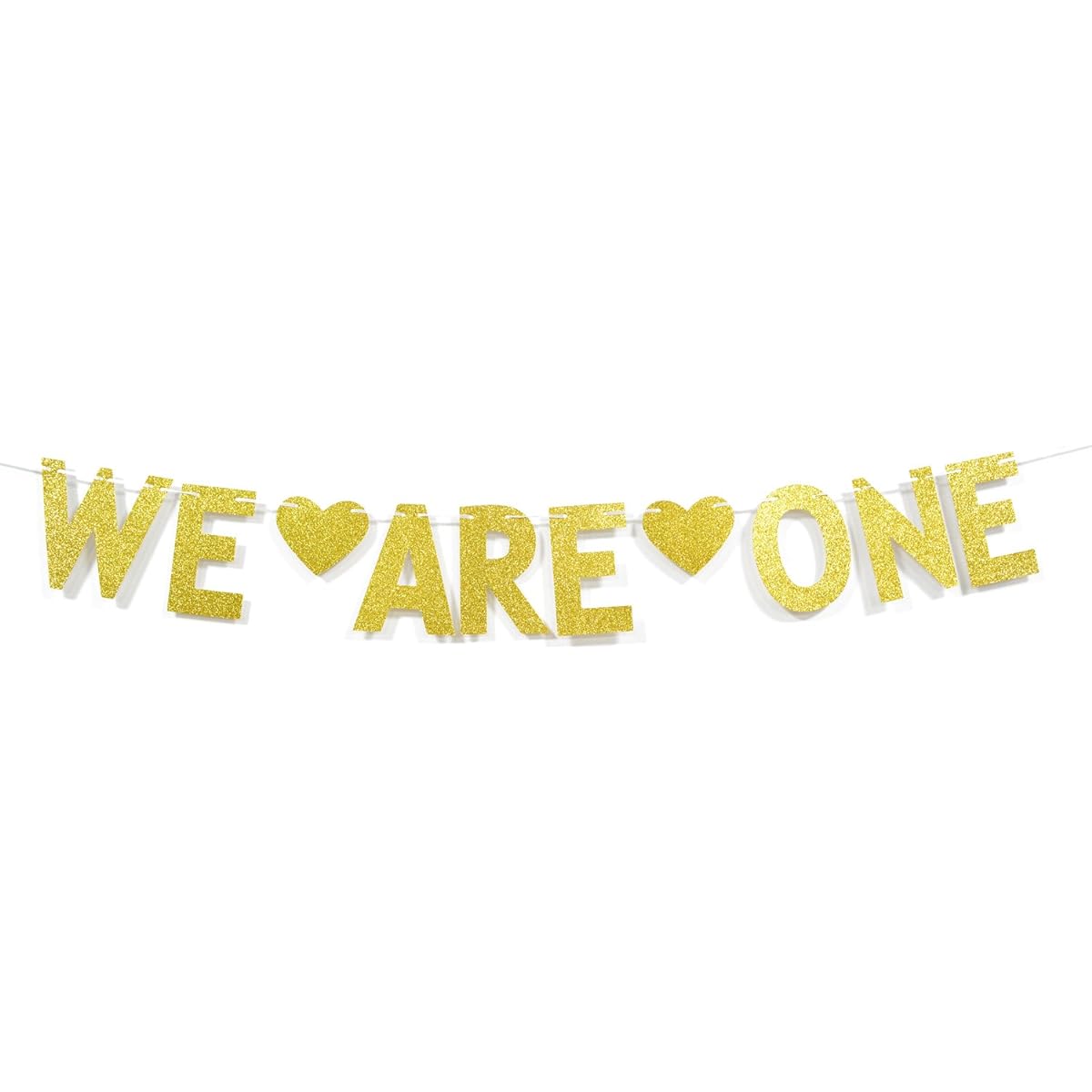 We are One Gold Glitter Garland Bunting Banner Twin 1st Birthday Party Decorations