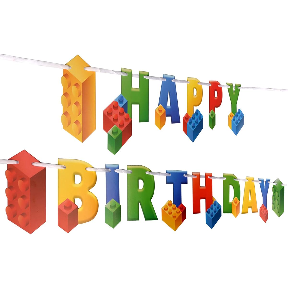 Aliza Building Blocks Birthday Party Supplies Banner | Baby Boy Toddler Kids Birthday Decorations? Giant 7ft Long Brick Themed Birthday Decorations? Perfect Decorations for Your Party