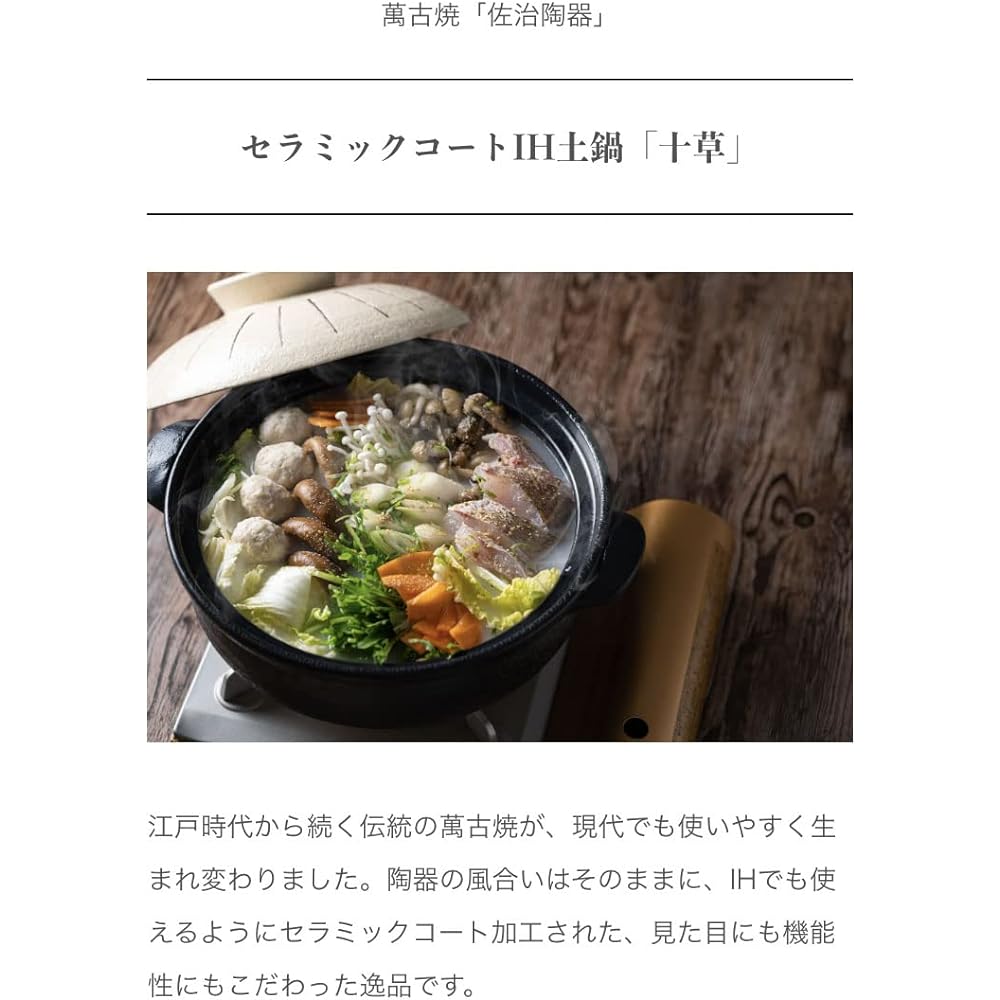 Banko ware (Banko ware) Saji pottery Ceramic coat IH compatible earthenware pot "Jukusa" (No. 8 (for 2-3 people: 2-3 cups))