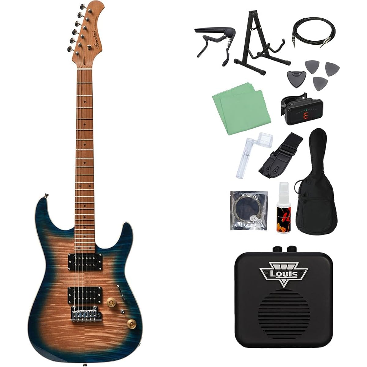Bacchus IMP24 FMH-RSM/M N-BL-B Electric Guitar Beginner 14-piece Set [With Mini Amp] Stratocaster Type Universe Series Bacchus