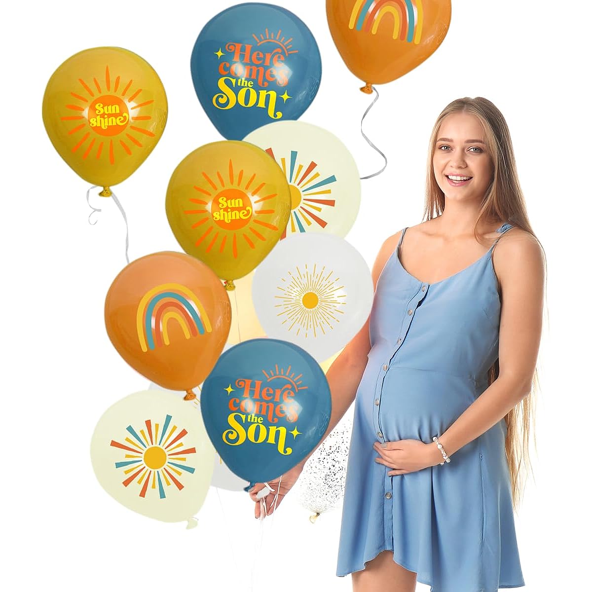 Here Comes The Son Balloon Decorations, Latex Sun Theme 1st Birthday Balloons for Boy/Girl/Baby Shower, 35pcs