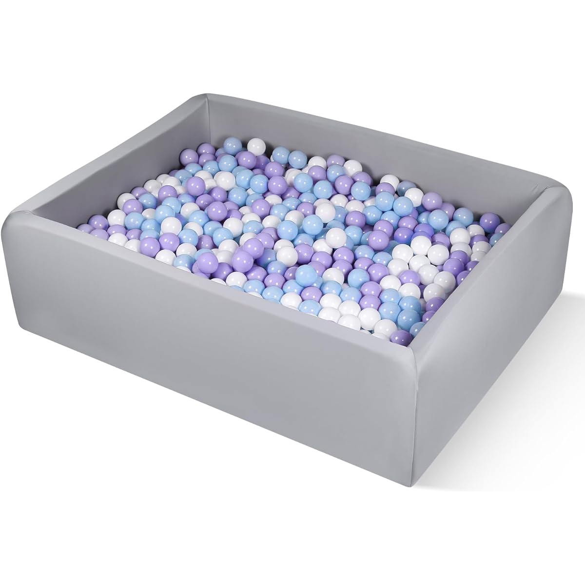 Foam Ball Pit for Kids Toddlers 47 Inch Rectangular Kids Ball Pool Softball Pit Large Size Perfect for Indoor and Outdoor Games (Balls Not Included) Light Gray