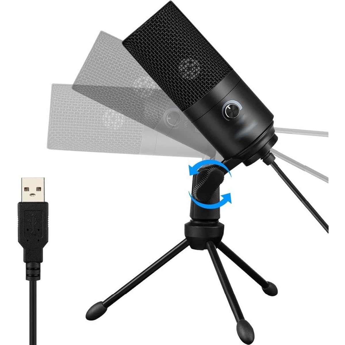 Metal USB Condenser Recording Microphone for Laptop Windows Cardioid Studio Recording Vocal Voiceover