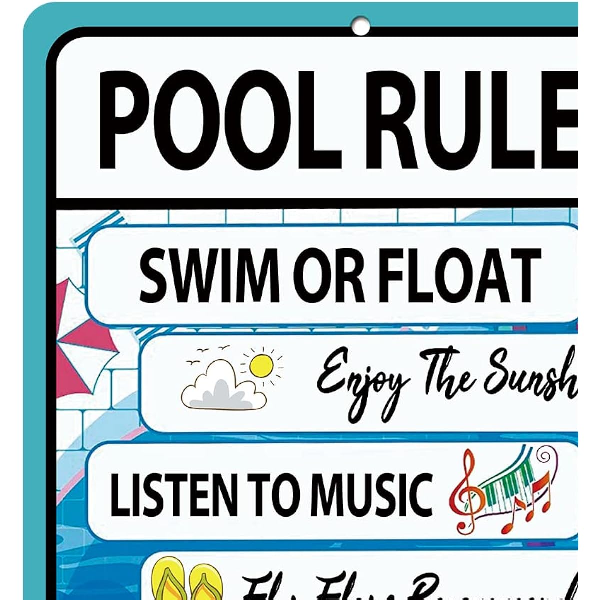 Saraheve Pool Rules Sign Indoor/Outdoor Swimming Pool Party Decor 12x8 Inch Funny Aluminum Metal Sign