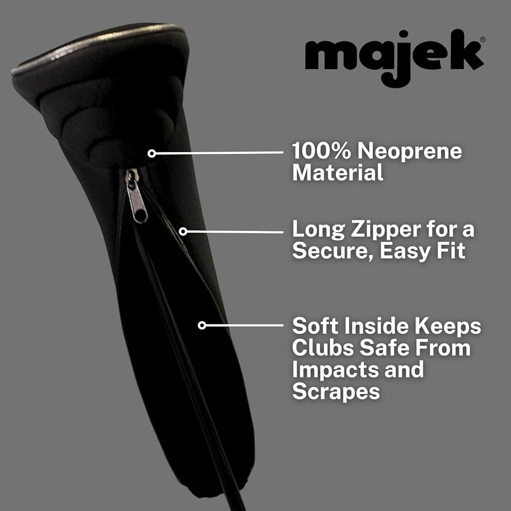 Black Golf Fastener Headcover Driver 1 3 5 7 9 Fairway Wood Headcover Metal Neoprene Traditional Plain Protective Cover Fits All Fairway Clubs
