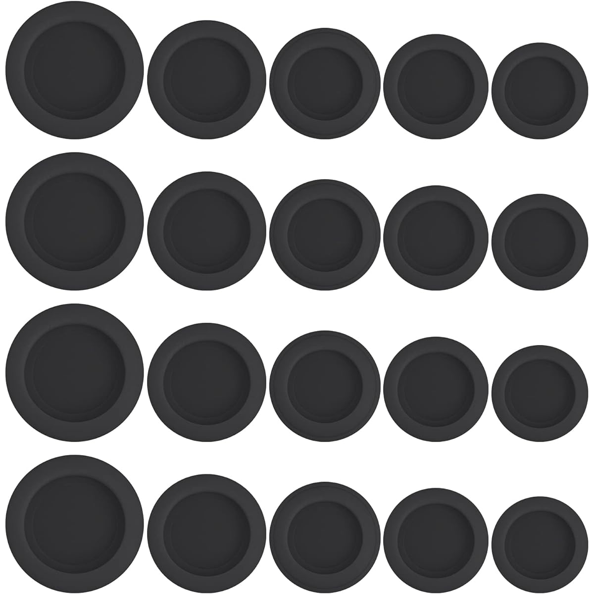 Grevosea 20pcs Piggy Bank Plugs Piggy Bank Replacement Piggy Bank Plugs Black Piggy Bank Plug Covers Rubber Stopper Plugs Replacement for Piggy Banks (5 Sizes)
