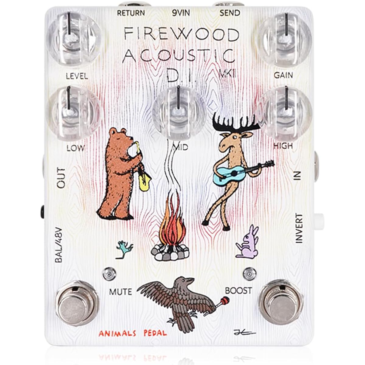 Animals Pedal Firewood Acoustic D.I. MKII Acoustic Guitar Effector DI / 3 types of EQ (High, Mid, Low) and an effect loop for acoustic guitar DI
