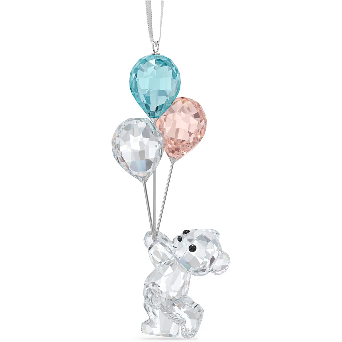 SWAROVSKI My Little Kris Bear Ornament with Clear Swarovski Crystals and Blue and Pink Balloons for Your Tree or Display Part of the Swarovski My Little Kris Bear Collection