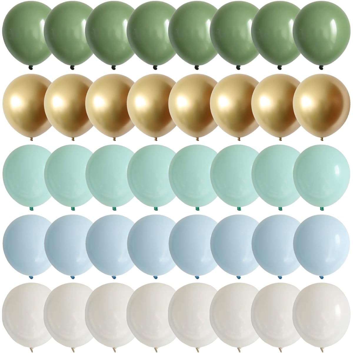 Matte Sage Green Pastel Blue Pastel Green Balloons White Chrome Gold Balloons Neutral Baby Shower Engagement Wedding Birthday Party Decorations 10 inch Balloons Pack of 60
