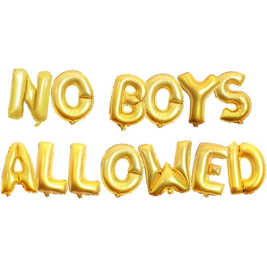 AnnoDeel 16" NO BOYS ALLOWED Foil Balloon Banner Gold Letter Mylar Balloons for Women Bride Bachelorette Banner Party Decorations