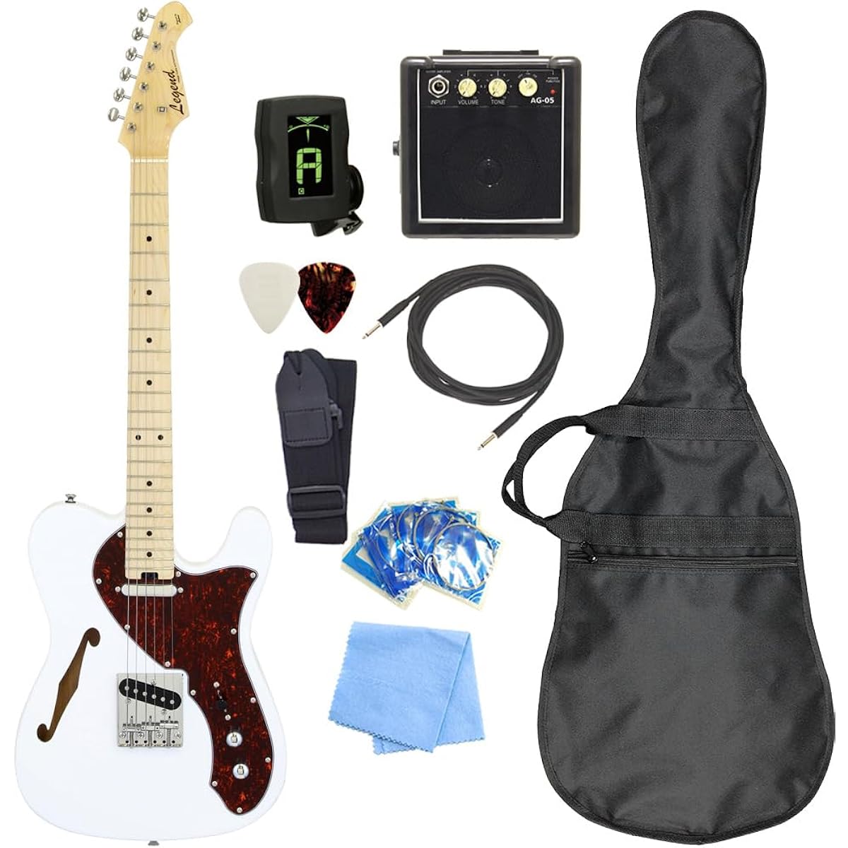 Electric Guitar Beginner Set Telecaster Thinline Type with Mini Amp 9-Piece Set Legend LTE-69TL TT/WH [98765]