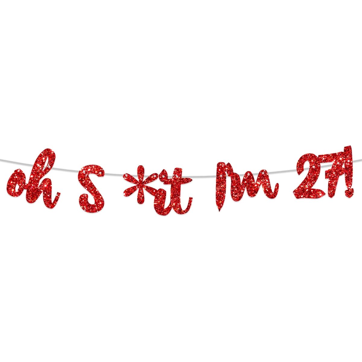 Oh S*it I'm 27! Banner Background Glitter Red Hello 27 Cheers to 27 Years Old Theme Decoration Decoration Men Women Happy 27th Birthday Party Supplies Photo Studio Props Favors