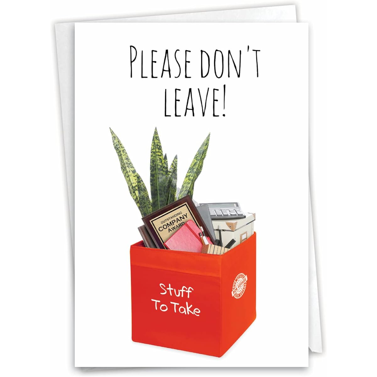 NobleWorks Humorous Retirement Paper Card with 5 x 7 Inch Envelope (1 Card) Co-Worker, Good LuckDon't Leave C8225RTG