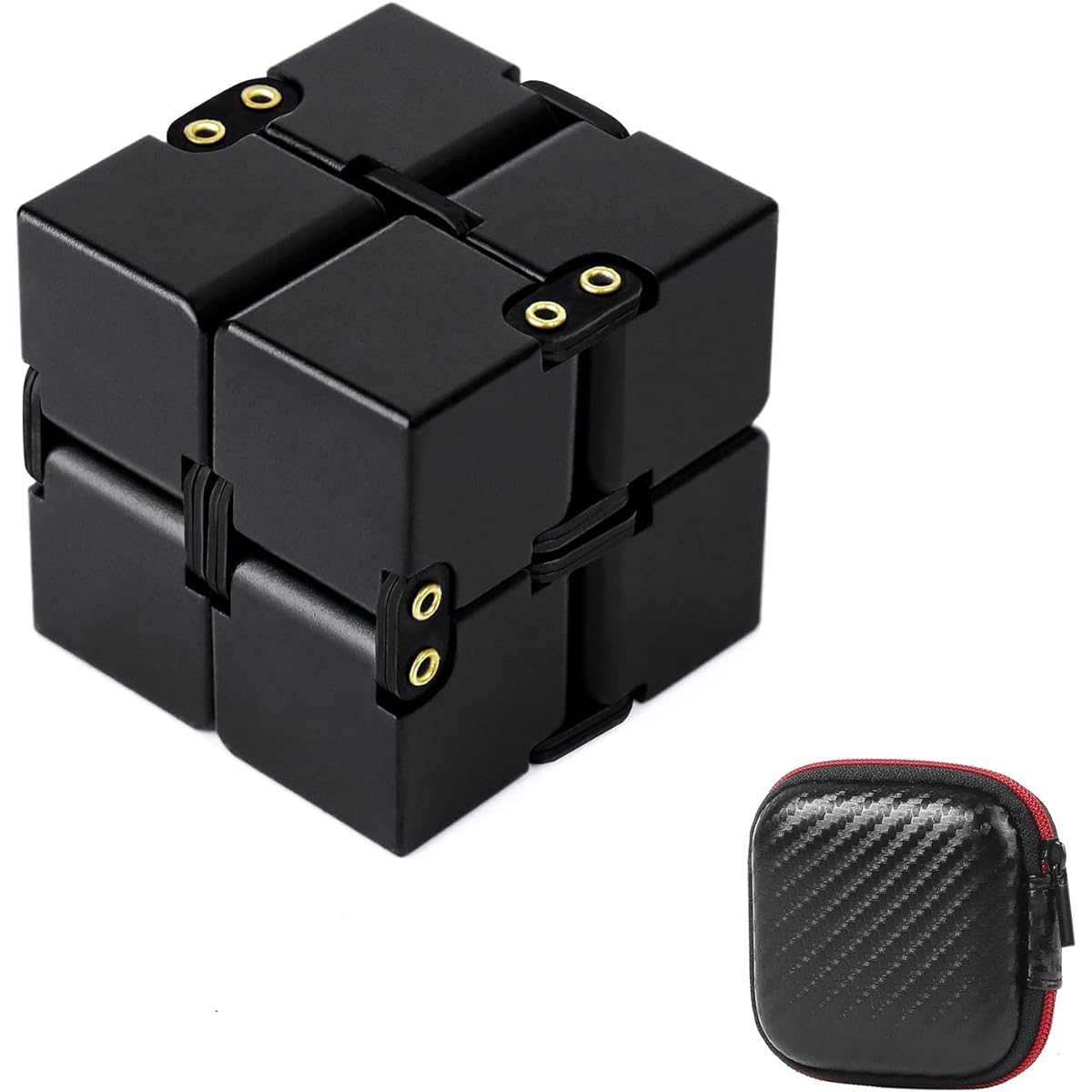 Infinity Cube Aluminum Alloy Metal Infinity Cube Fidget Toy Stress Relief Gift for ADHD OCD Kids and Adults (Black)