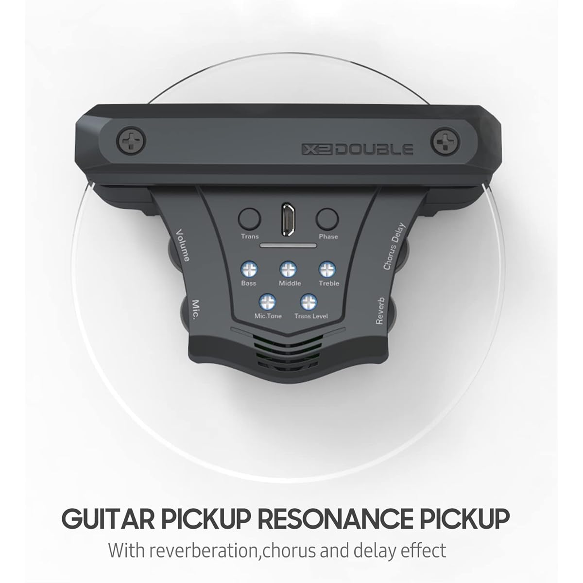 SHUBIAO Double G0 Guitar Pickup Resonance Pickup Electric Bass Guitar Preamp Coil Soundhole Pickup, Chorus Delay Reverb Effect Preamp and Effect System for 96-104mm Soundhole
