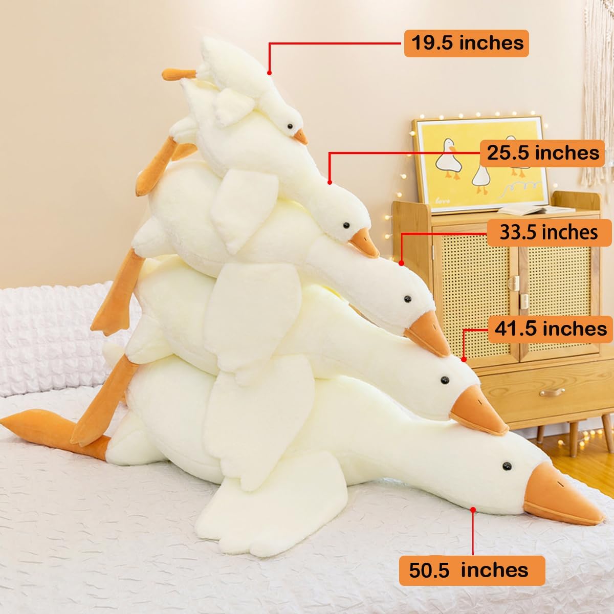 Werdast 33.5" Stuffed Goose Plush Toy White Swan Plush Toy Gift (White 34.5")