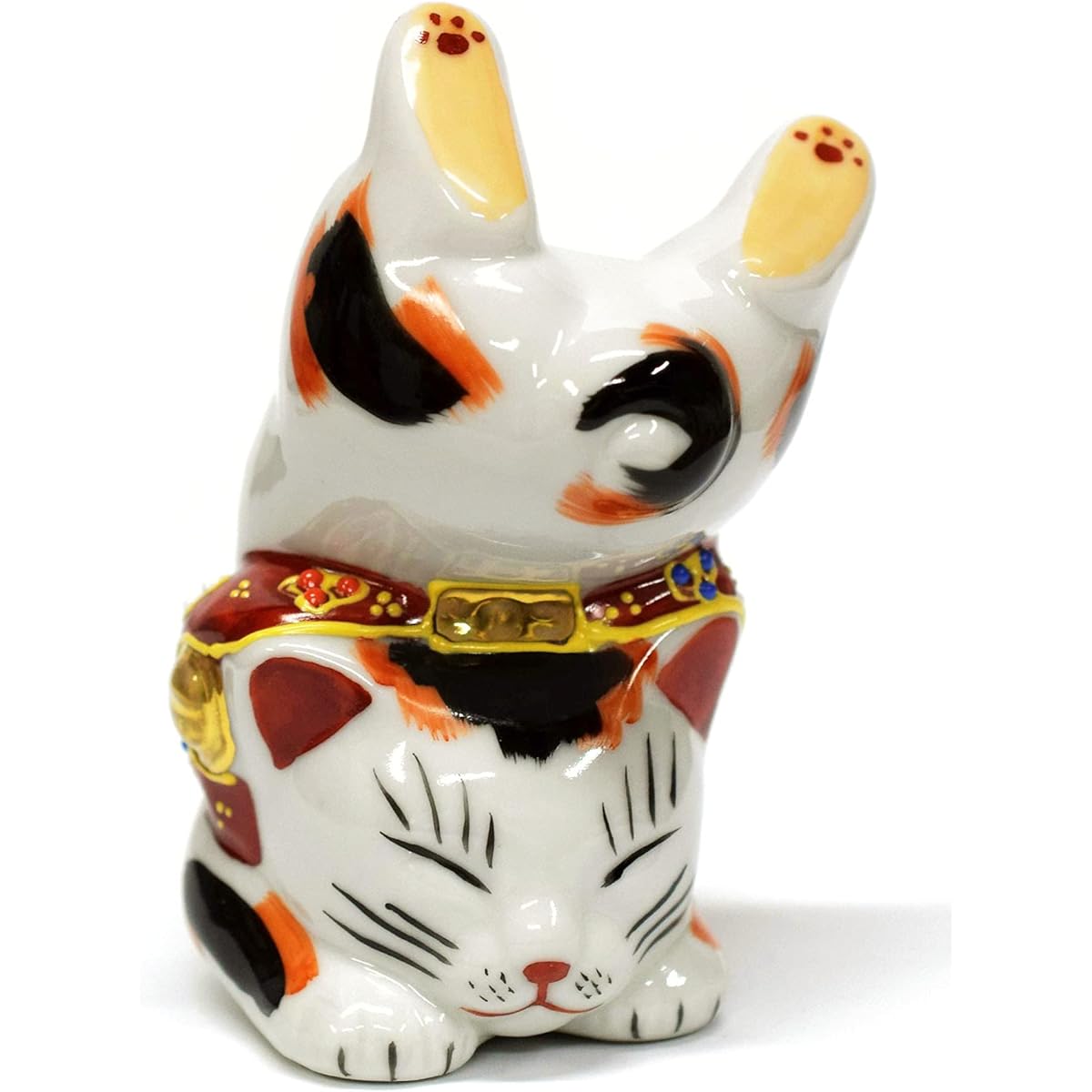 Kutani ware handstand maneki-neko (calico cat) N-025F