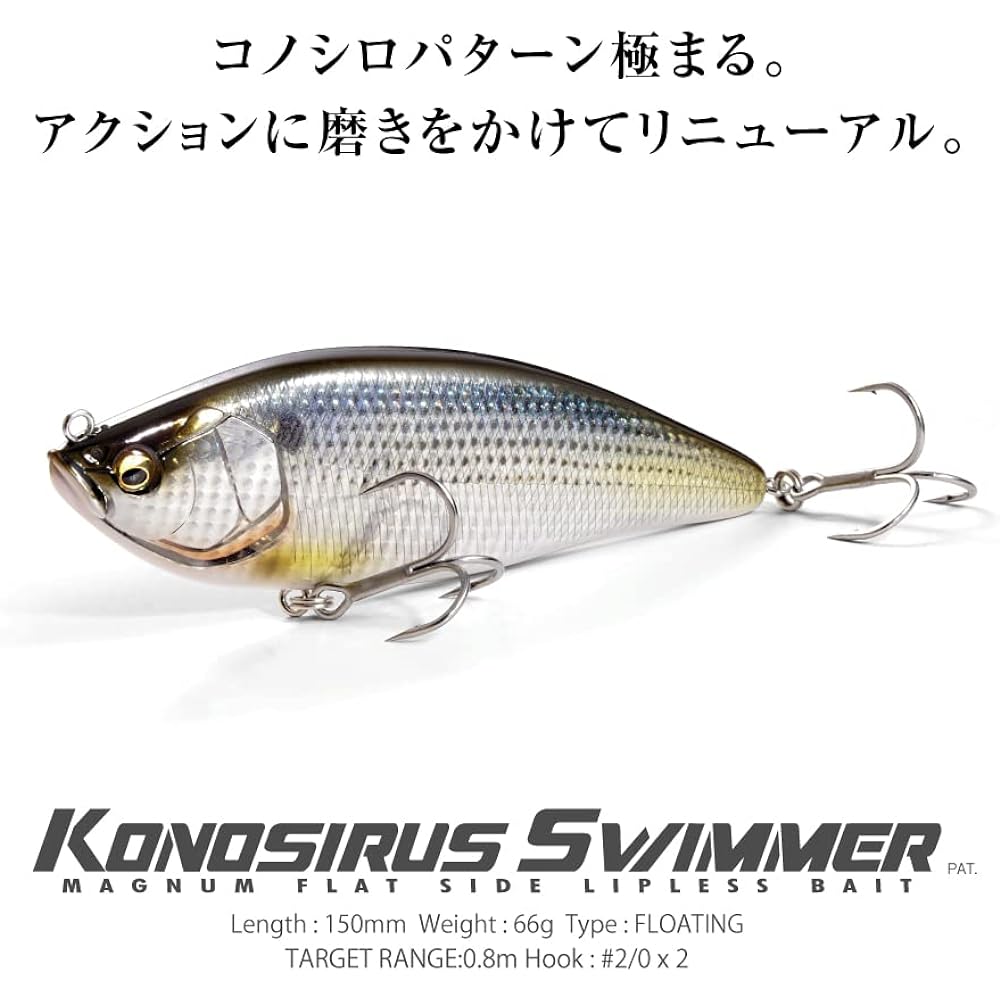 Megabass KONOSIRUS SWIMMER(F) Ghost Lime Chart Head