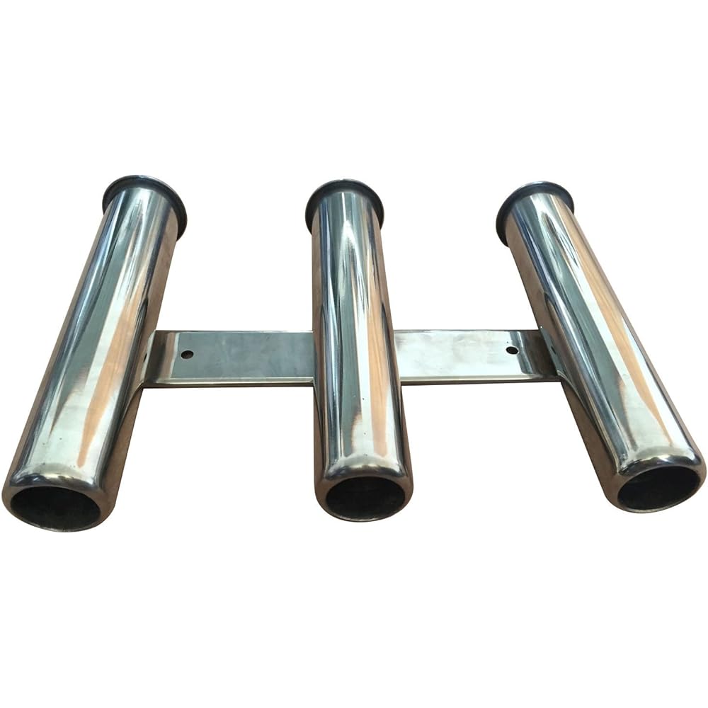 NUZAMAS Fishing Rod Holder Marine Grade Stainless Steel 3 Tube Rack Boat Yacht Side Mount Heavy Duty