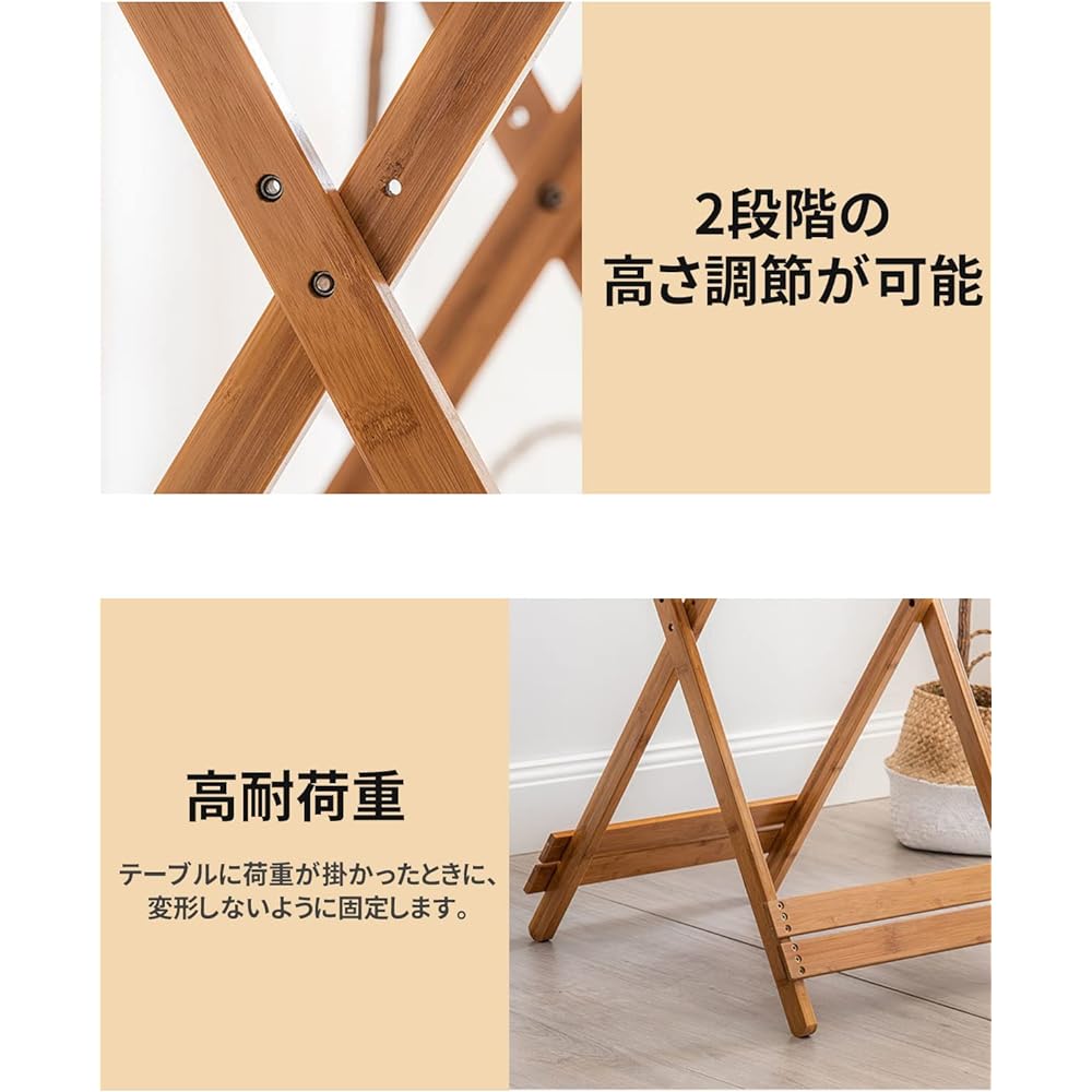 Yumcute Folding Table, Dining Table, Foldable, Bamboo Square, Completed Product, No Assembly Required, Folding Desk, Natural Wood, Wooden Furniture, Computer Desk, Workbench, Dining Table, Living Table, Kitchen/Restaurant/Outdoor/Camping (Width 60cm)