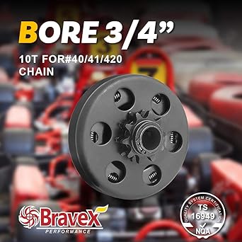Centrifugal Go Kart Clutch 3/4" Bore 10 Teeth 10T #40/41/420 Chain 6.5HP Upgrade
