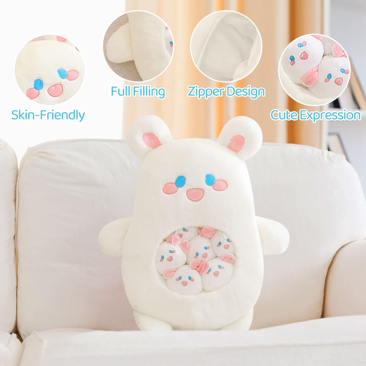 REFAHB Bunny Plush Toy Cute Animal Stuffed Pillow